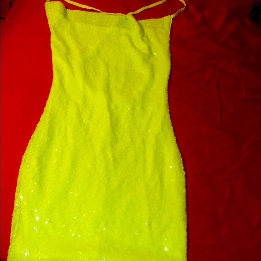 Sequined lime dress